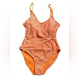 MICHAEL MICHAEL KORS Nectarine One Piece Slimming Crossover swimsuit size 10 NWT